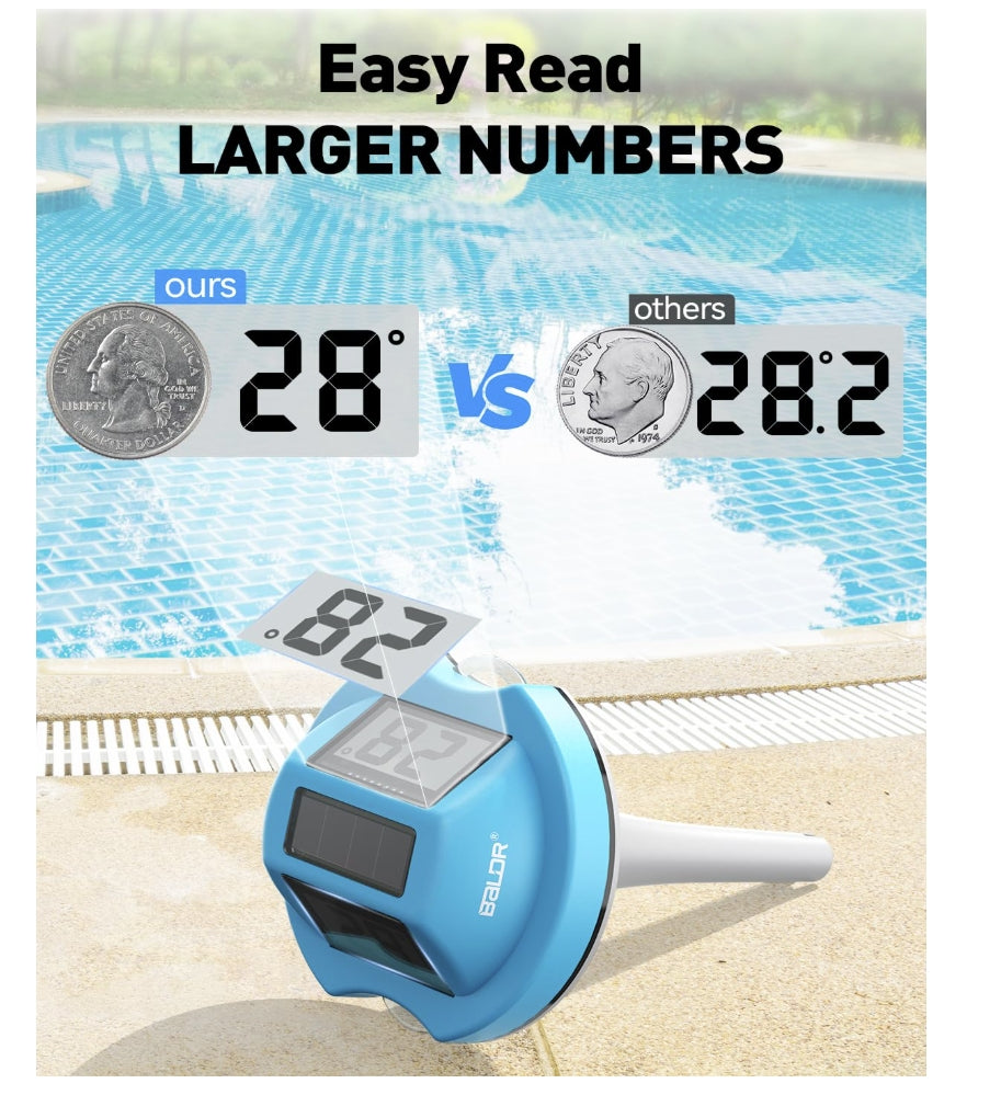 BALDR Pool Thermometer Floating Easy Read(Blue)