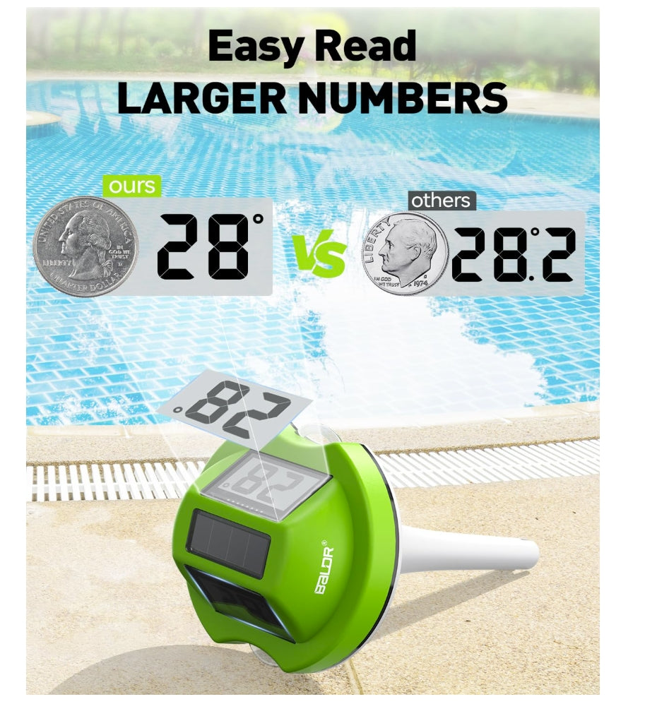BALDR Pool Thermometer Floating Easy Read (Green)