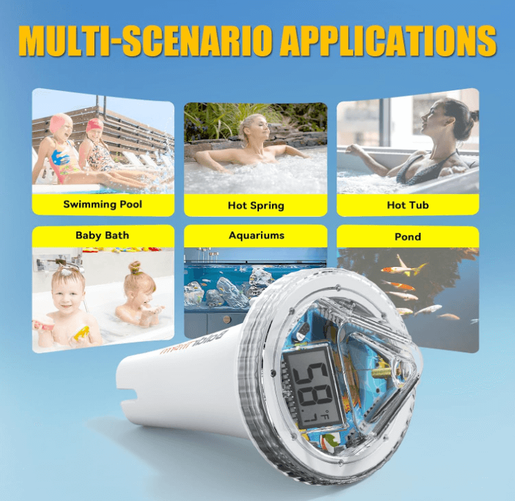 BaldrTherm Wireless Pool Thermometer with 360° LCD Display, Remote Monitoring via App