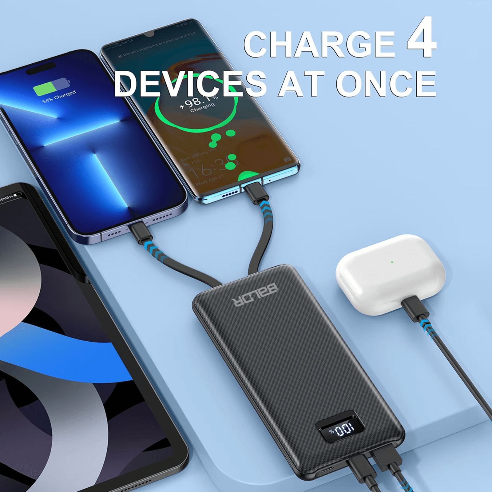 BALDR Portable Power Charger, Power bank for Phone,1000mAh