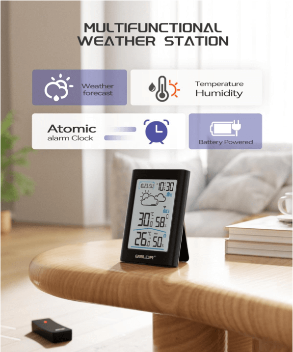 BALDR Weather Stations Wireless Indoor Outdoor,Temperature and Humidity Monitor