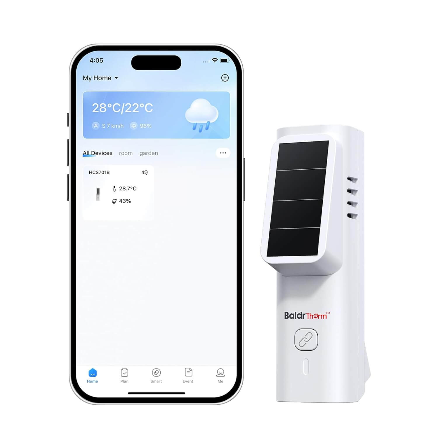 Solar Bluetooth Temperature & Humidity Monitor, Wireless Thermometer