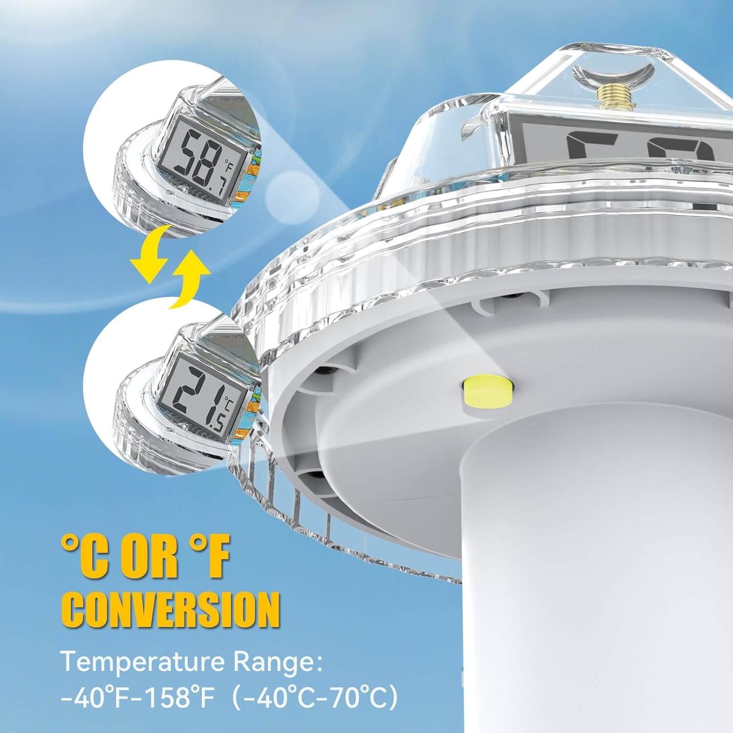 BaldrTherm Wireless Pool Thermometer with 360° LCD Display, Remote Monitoring via App(2 Pack)