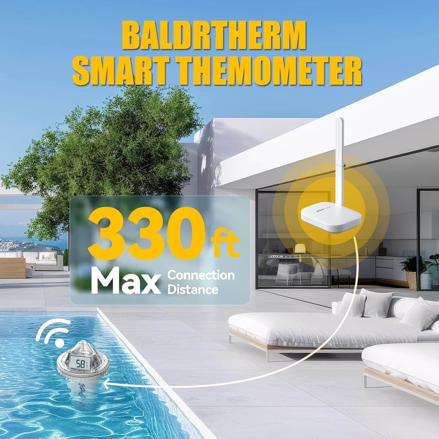 BaldrTherm Wireless Pool Thermometer with 360° LCD Display, Remote Monitoring via App(2 Pack)