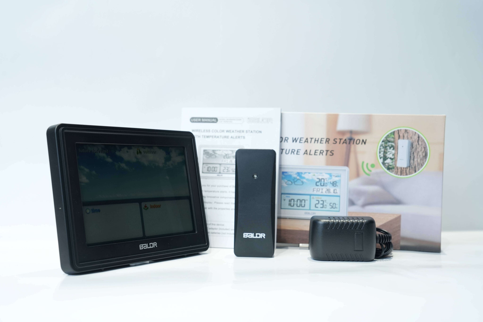 BALDR Lifetime Large Digital Clock with Day & Date, Customizable Alarms，weather and RCC