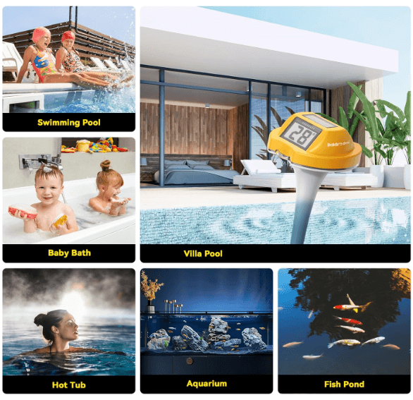 BaldrTherm Solar-Powered Floating Pool Thermometer（Yellow）
