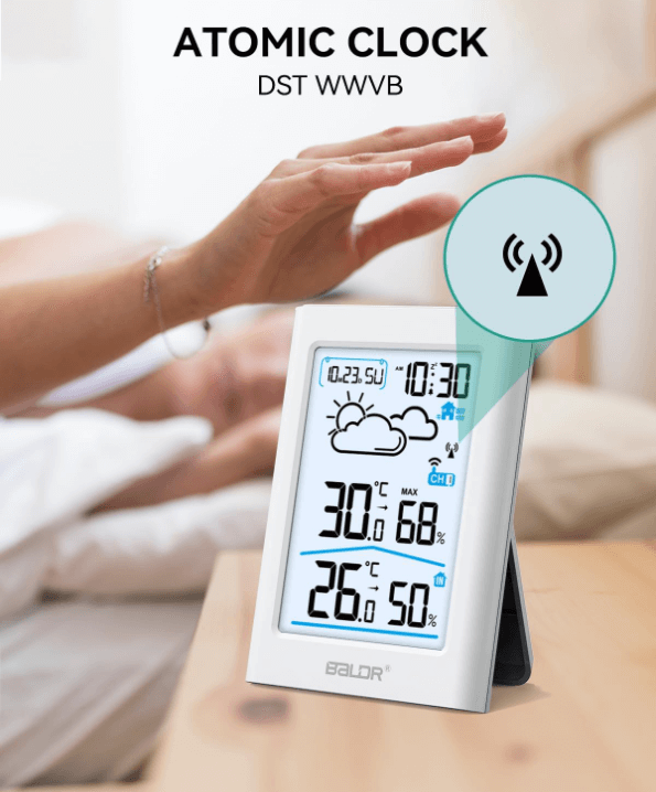 BALDR Indoor Outdoor Thermometer Wireless with Atomic Clock