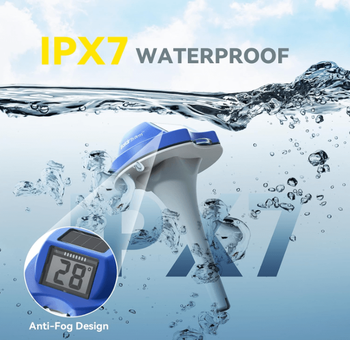 BaldrTherm Solar-Powered Floating Pool Thermometer（Blue）